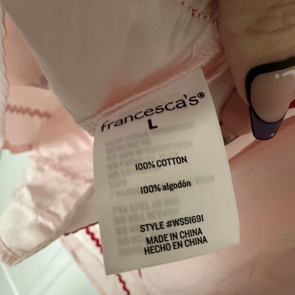 Francesca's Kelly Bow Back Ric Rac Pattern Mini Dress, Large - Picture 7 of 7